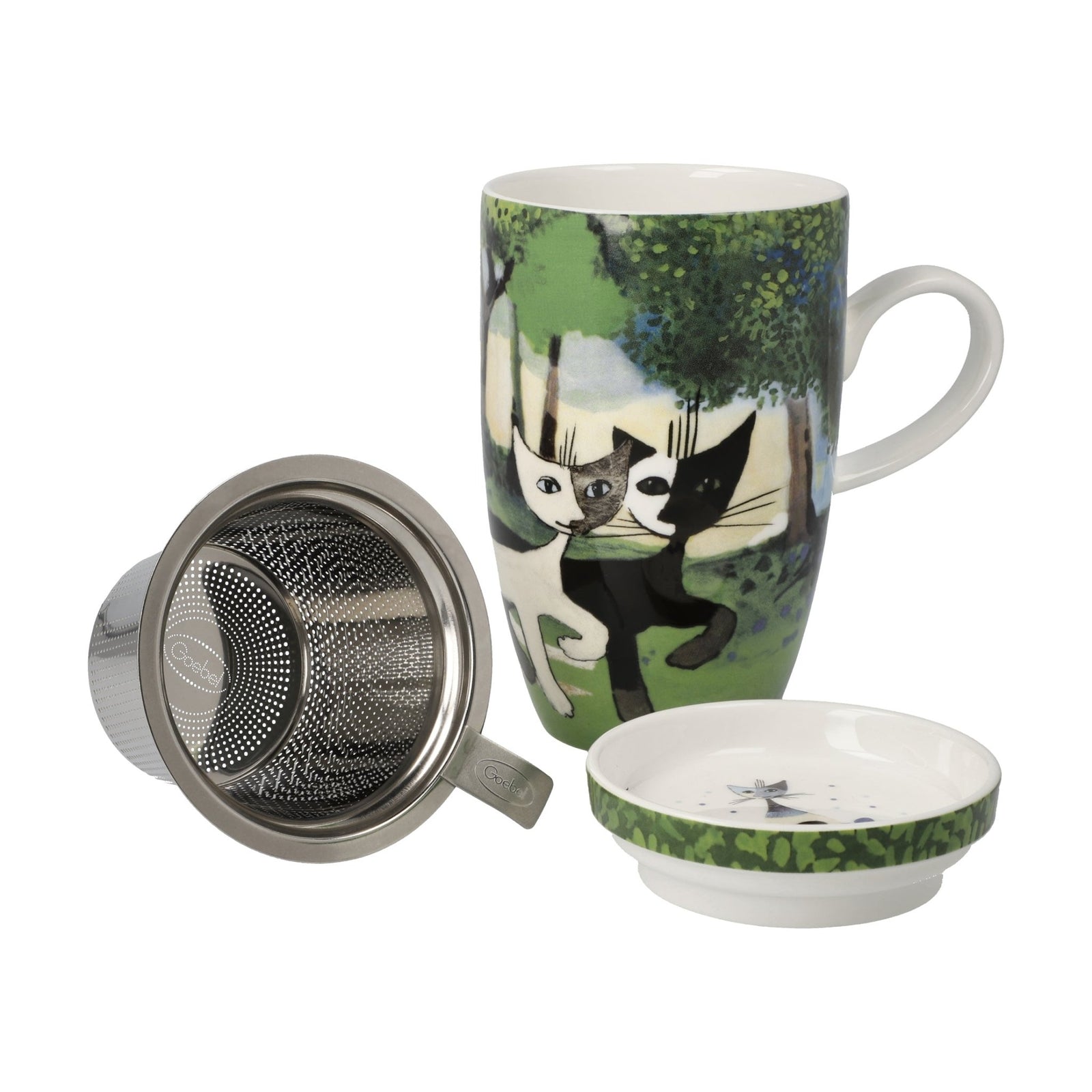 66861361 - Rosina Wachtmeister - Una passeggiata nel verde, Goebel, Teetasse mit Deckel und Sieb, 2024