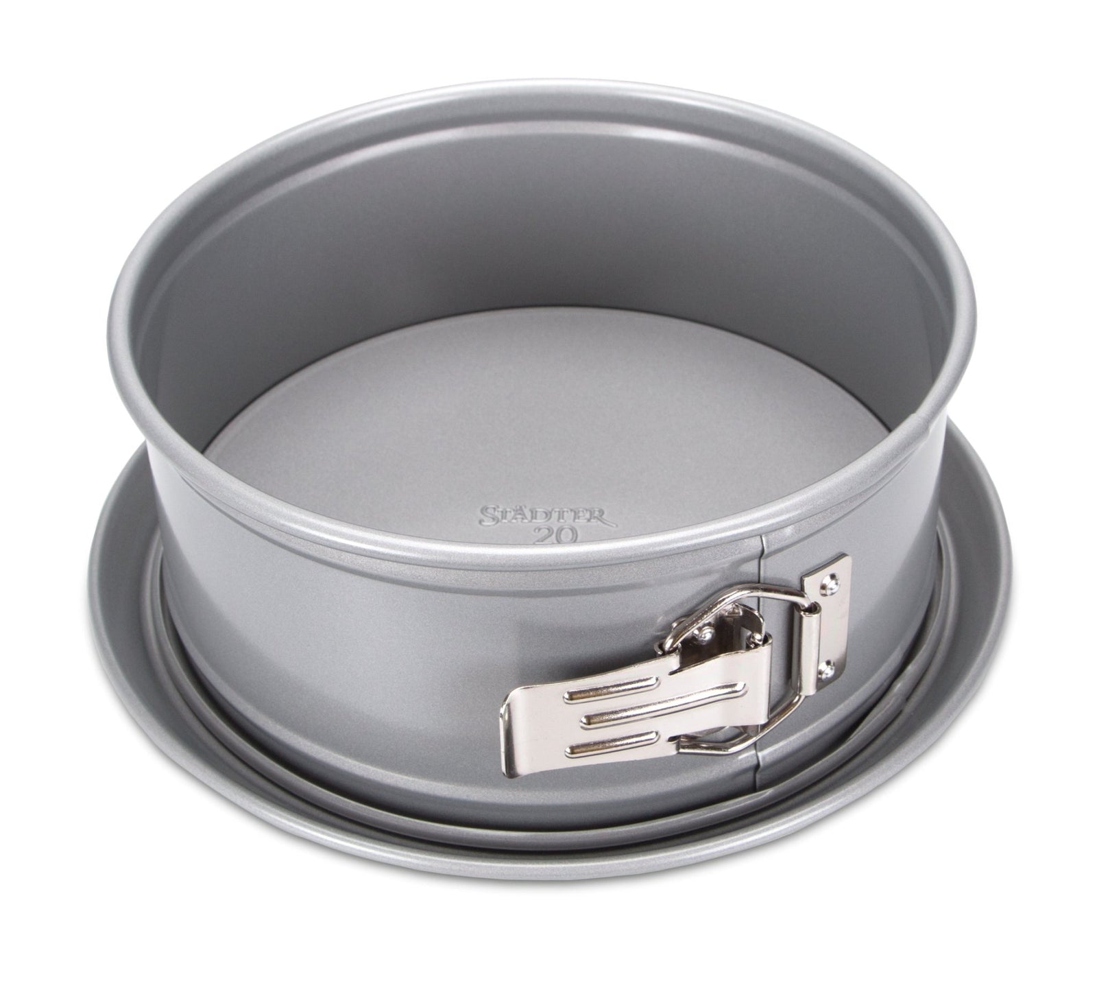 ST - 661301 - Städter 'WE - LOVE - BAKING - Springform ø 20 cm / H 7 cm Silber mit Flachboden'