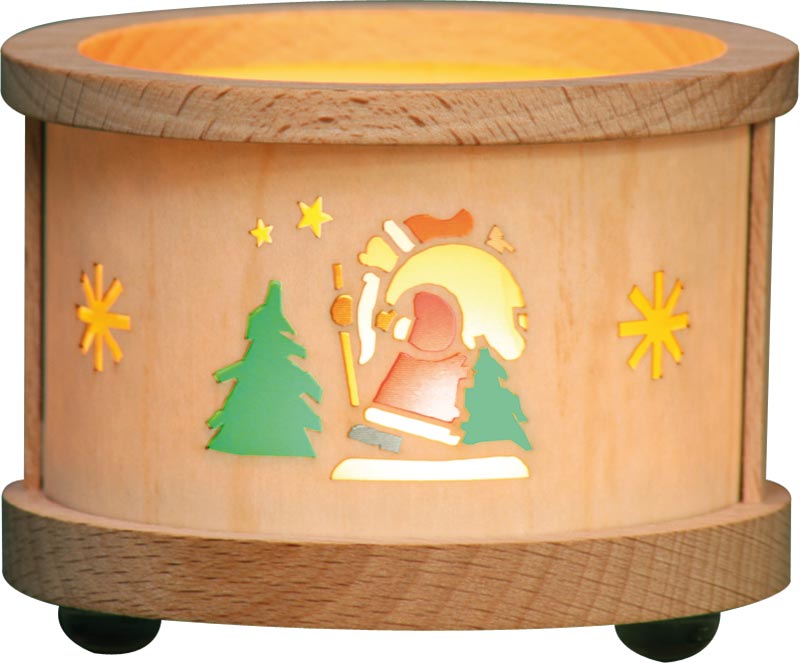 Teelichtlaterne aus Holz, Weihnachtsmann, Glässer Volkskunst, 5,5cm-RGL-4383