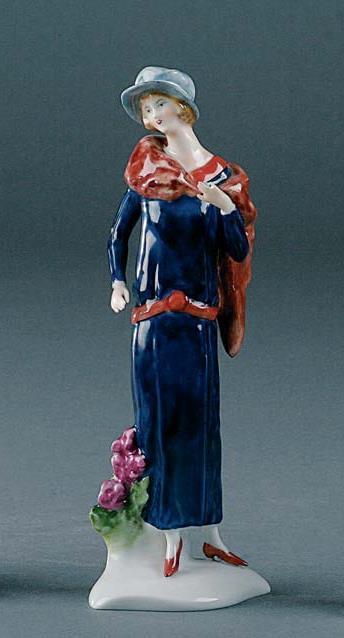 Unterweissbach Porzellan - Die 20er Jahre, Rose Kleid blau Figuren-9931-BT