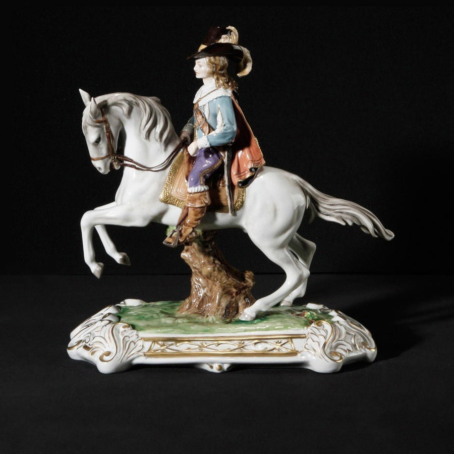 Unterweissbach Porzellan - Musketiers - Athos auf Pferd Figuren-9862-BUNT