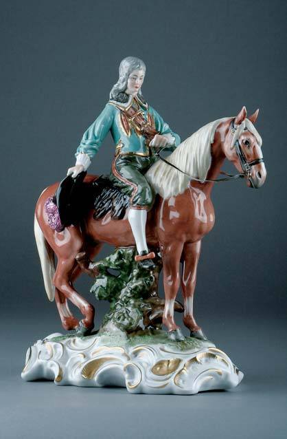 Unterweissbach Porzellan - Musketiers D Artagnan Pferd braun Figuren-9800-BT