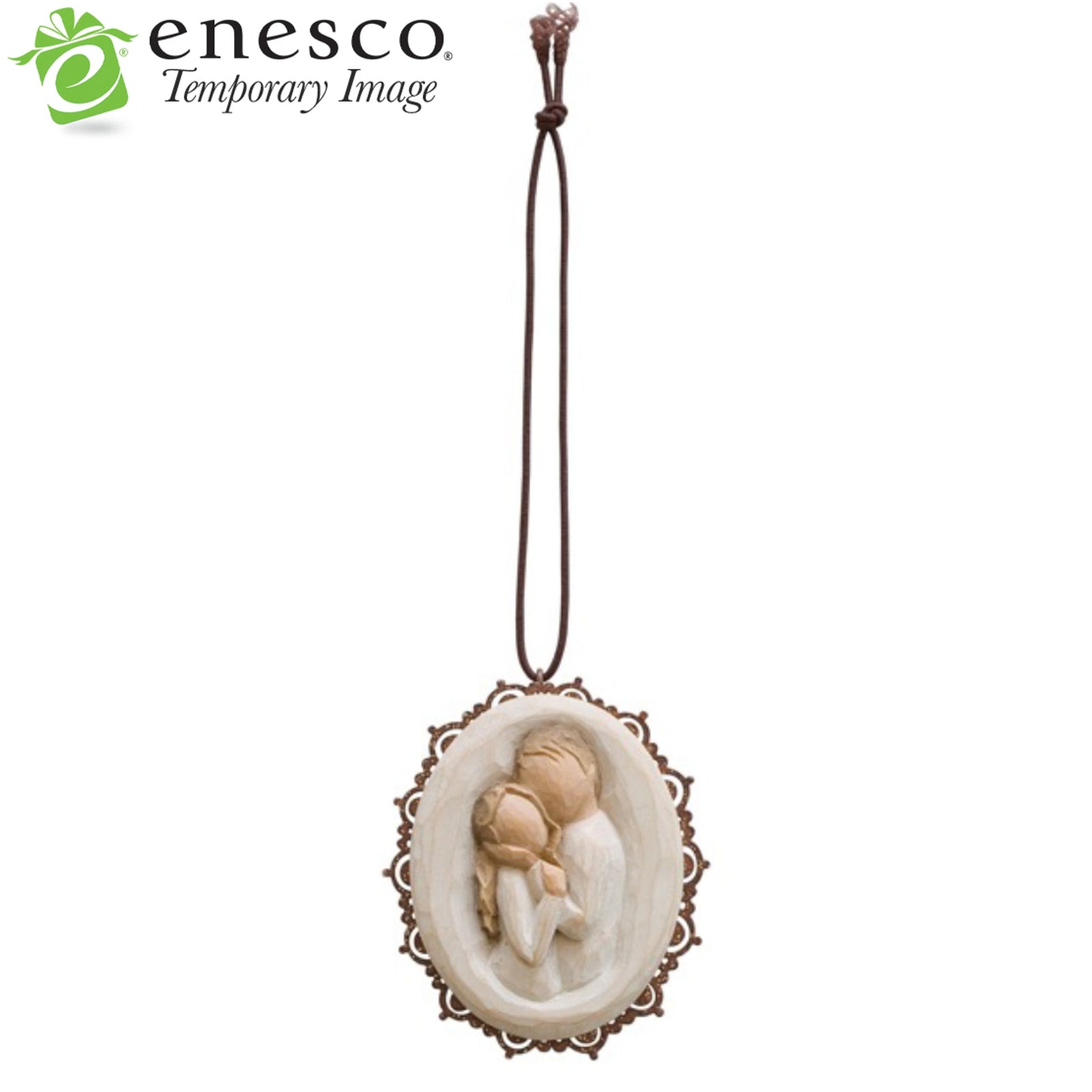 WT - 26211 - Willow Tree Figur 'Embrace Metal - edged Ornament - Umarmung Ornament Metallrand 5cm h'