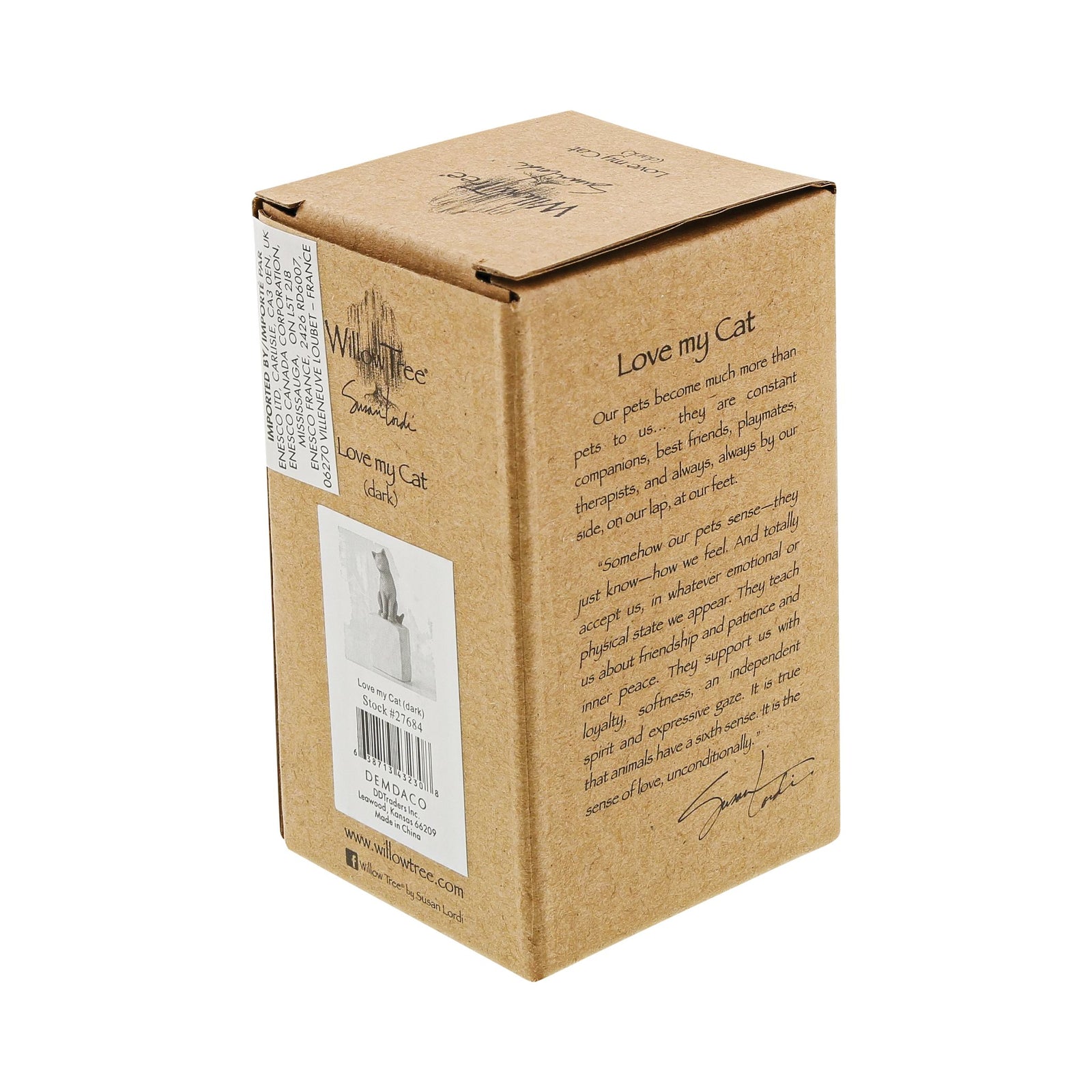WT - 27684 - Willow Tree Figur 'Love my Cat (dark) - Ich liebe meine Katze 7,5cm'